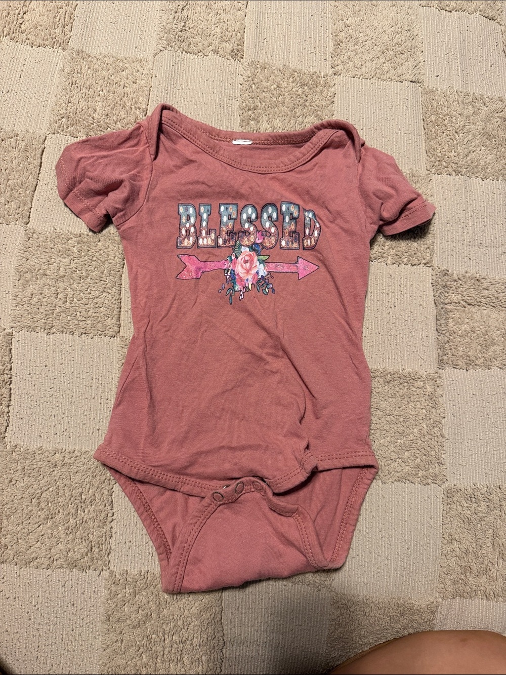 Girls' Dusty Rose "Blessed" Short-Sleeve Bodysuit